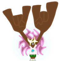 a cartoon of a person holding up a large hand